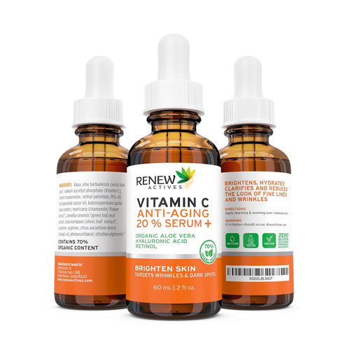 RENEW ACTIVES Vitamin C Serum - Brightening & Anti-Aging Formula, Reduces Dark Spots, Fine Lines, 2 fl oz