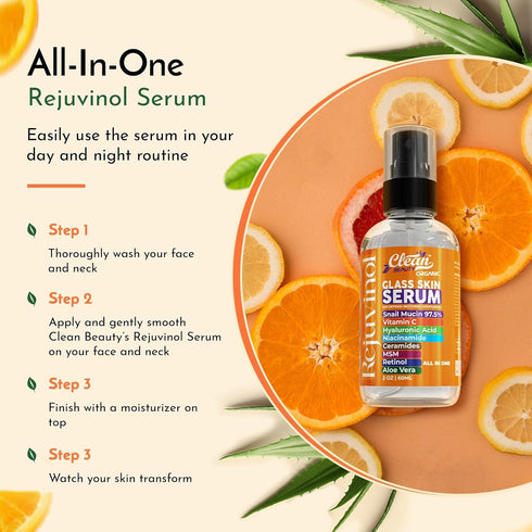 Snail Mucin Serum Vitamin C Face Serum, Anti-Aging with Hyaluronic Acid and Niacinamide for Glowing Skin