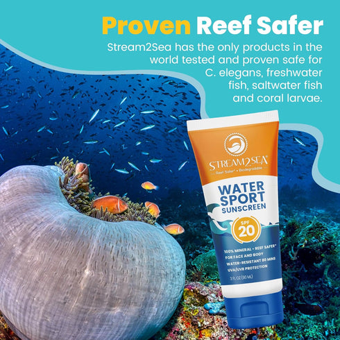 STREAM 2 SEA SPF 20 Biodegradable Mineral Sunscreen, 3 Fl oz, Paraben Free, Moisturizing, Reef Safe