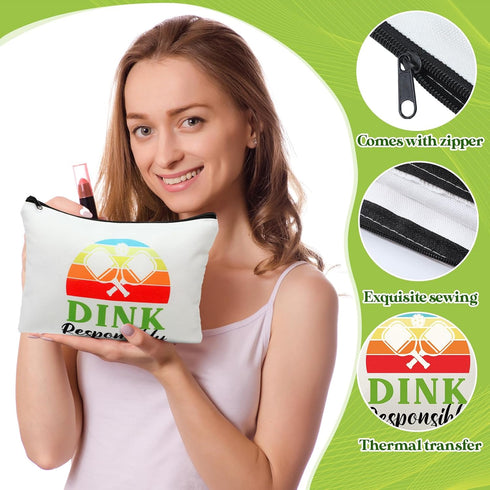 12 Pieces Dink Ball Makeup Bags Ball Sports Cosmetic Bag Funny Travel Organizer Zipper Pouch Dink Ball Lovers Gifts Christmas Gifts for Women Girls (Classic Style)
