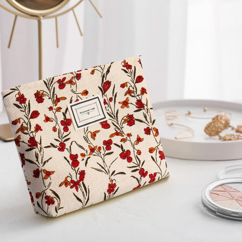 Sanwuta 6 Pcs Velvet Makeup Bag, Large Capacity Corduroy Cosmetic Pouch with Zipper, Travel Toiletry Organizer for Women