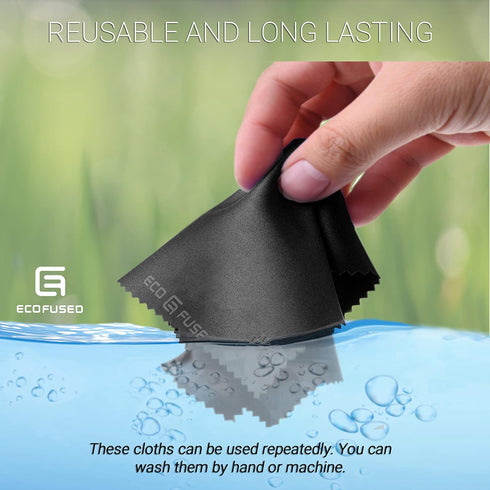 Eco-Fused Blue/Black Microfiber Cloth - 6x7 Inch, 12 Pack for Glasses & Lens Cleaning