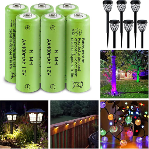 JINTION Solar Rechargeable Ni-MH AA Batteries, 8 Pack 400mAh