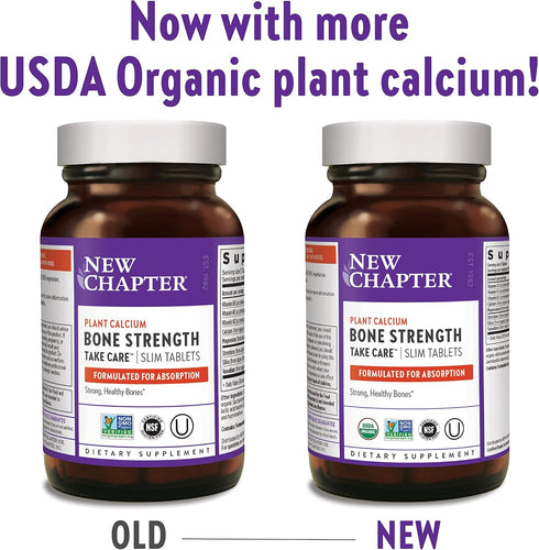 New Chapter Whole Food Calcium Supplement - Bone Strength with Vitamin K2 + D3 + Magnesium, Vegetarian, Gluten Free, 90