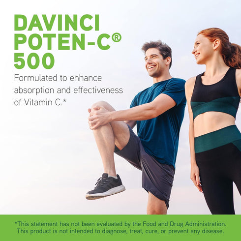 DAVINCI Labs Poten-C 500 - Dietary Supplement for Immune System & Collagen Health* - with Vitamin C, Calcium,
