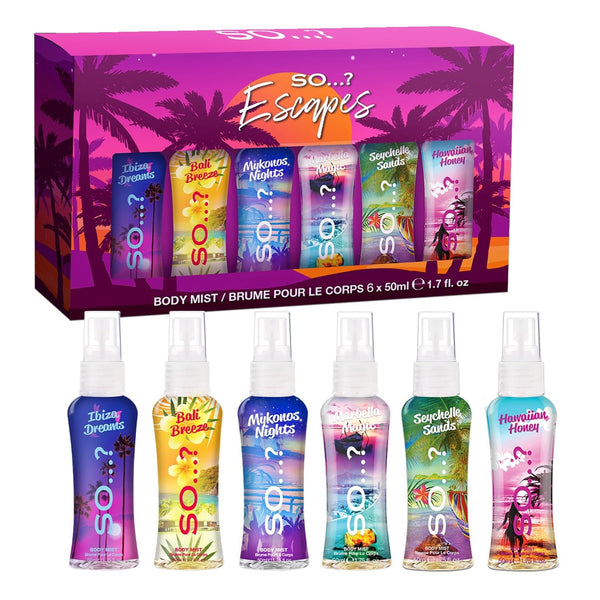 So…?...? Escapes Body Mist Gift Set - 6 pcs Perfumes for Women, Everyday Body Spray