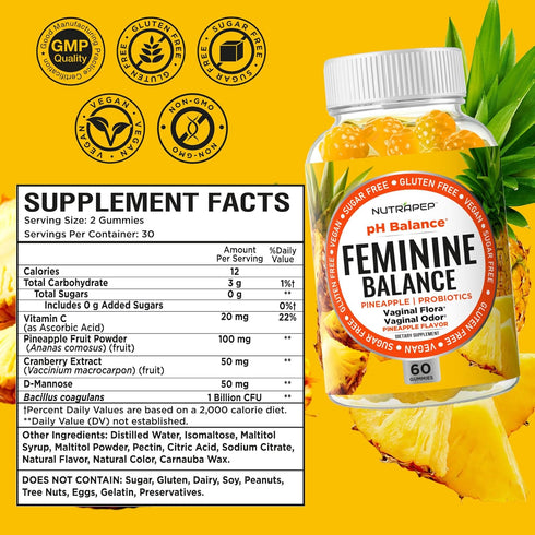 NutraPep Gummies Gummy Feminine Balance Probiotics for Women - Vaginal Health & Women's pH Balance Natural Supplement