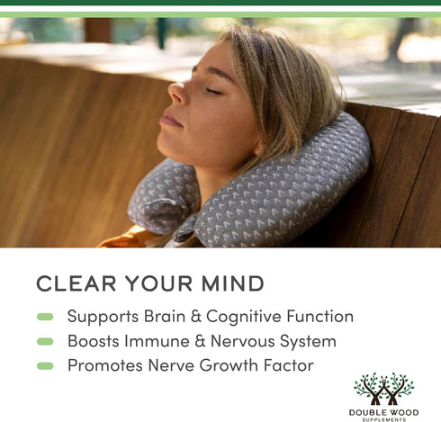 Organic Lions Mane Mushroom Capsules, 120 Count, for Brain Support and Immune Health, by Double Wood