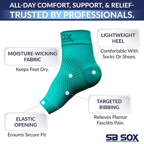 SB SOX Plantar Fasciitis Relief Socks, Ankle Brace Compression Sleeve for Foot Pain, Medium Green