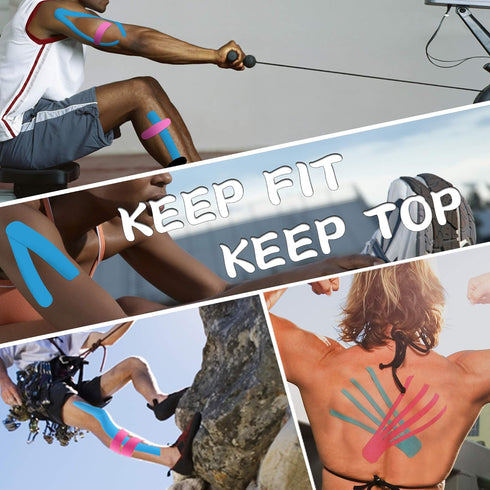 Kinesiology Tape, 4 Rolls K Sports Tape for Knee Support and Muscle Pain Relief, Uncut Physio Tape for Athletes