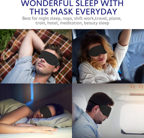 Mavogel Cotton Sleep Mask, Light Blocking Eye Blindfold for Men Women, Grey & Black