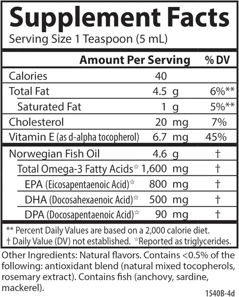 Carlson The Very Finest Fish Oil, 1600 mg Omega-3s, 200ml Liquid Supplement, Norwegian Wild-Caught Fish Oil,