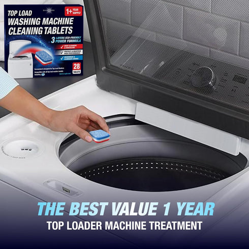 Washing Machine Cleaning Tablets - HE Top Load, 28 Tablets, Eco-Friendly Cleaner for Deep Cleaning & Deodorizing