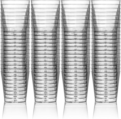 DecorRack 1 Oz Shot Glasses, 80 Pack Hard Clear Plastic Disposable Mini Cups for Party