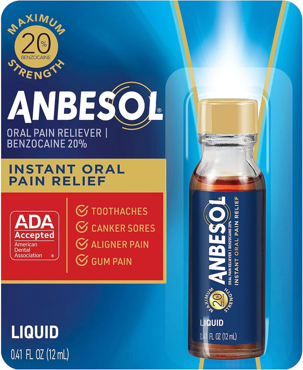 Anbesol Maximum Strength Oral Anesthetic Liquid, 0.41 fl oz (packaging may vary)