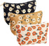 Photect 3 Pcs Floral Makeup Bag, Corduroy Small Pouch, Canvas Cosmetic Mini Toiletry Zipper Bags