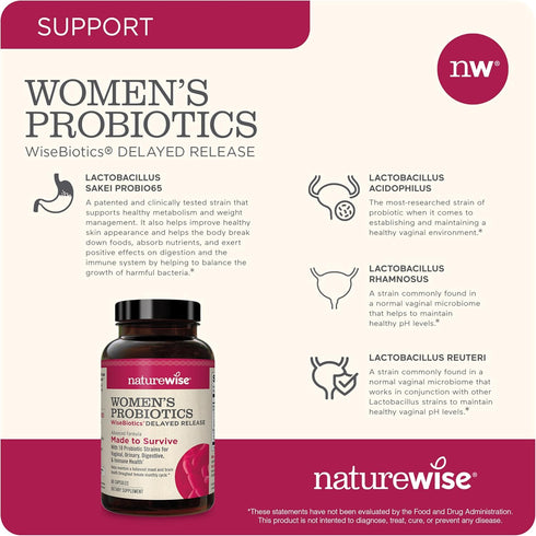 NatureWise Probiotics for Women - With Prebiotics and Cranberry - Vaginal, PH Balance, Digestive, Urinary Tract Support