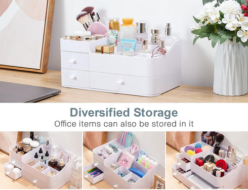 ONXE Makeup Organizer with Drawers, Large Capacity Countertop Organizer for Vanity and Bathroom Cosmetics