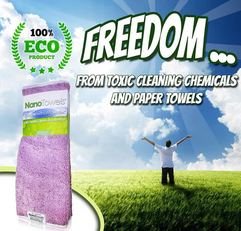 Nano Towels 4-Pack (14x14, - The Amazing Eco Cloth That Cleans Virtually Any Surface with Only Water. No More Paper