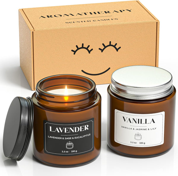 NORVENCE Scented Candles Gift Set, Stress Relief Candles for Home, Premium Soy