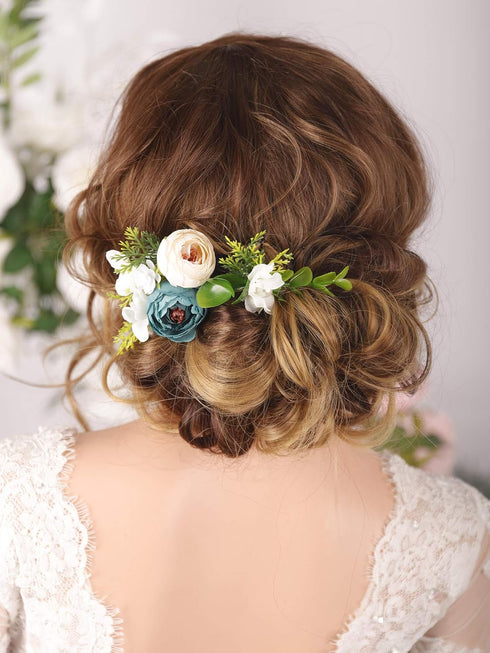Kercisbeauty Bridal Floral Hair Pins | Wedding Pearl Hair Combs Barrette Set | Hair Accessories (Pack of 3)
