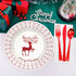 Xionpe 140-Pc Set 20 Christmas Disposable Tableware for Guests - Reindeer Themed Party Supplies with Dinner Plates