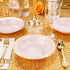 Nervure 50 Pack Pink Plastic Bowls with Gold Rim, 12oz Disposable Soup Bowls for Weddings, Parties, Everyday Use