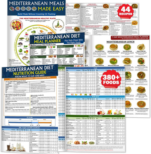 Nonlae 3 Mediterranean Diet Charts - Food List, Easy Meal Plan & Recipes,