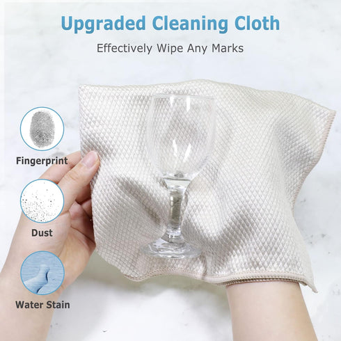 Microfiber Cleaning Cloths, 10 Pcs, 12×16 inch, Lint Free, No Odor, Beige Fish Scale Towels for Cars, Glass, Kitchen