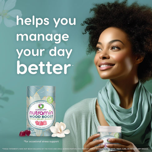 Nutracelle NUTRAMIN Mood Boost Multivitamin Gummy - Anti-Stress Magnesium Ashwagandha Gummies + B Complex - 90 Count