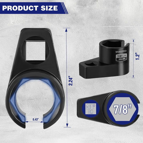 O2 3/8 7/8 22mm, Offset 6-Point O2 WORKPRO Oxygen Sensor Socket Drive x Oxygen Sensor Removal Tool Wrench, Sensor Tool