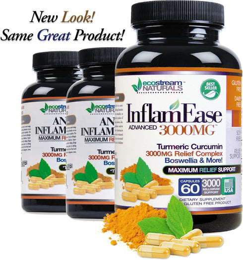 InflamEase, Day or Night Use, Gluten-Free, 60 Vegetarian Capsules