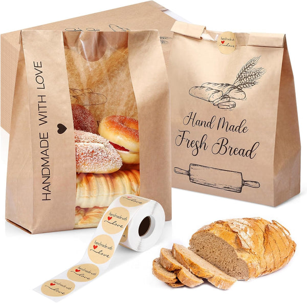 Sinload 50 Pcs Sourdough Paper Bread Bags for Homemade Large Loaf Packaging With