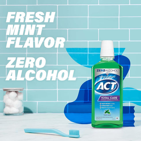 ACT Total Care Zero Alcohol Anticavity Fluoride Mouthwash - 33.8 fl. oz. Fresh Mint