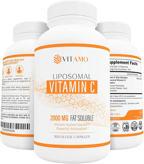 Liposomal Vitamin C 2000mg | 300 Capsules, Immune Support & Collagen Booster, High Absorption Ascorbic Acid, Non-GMO