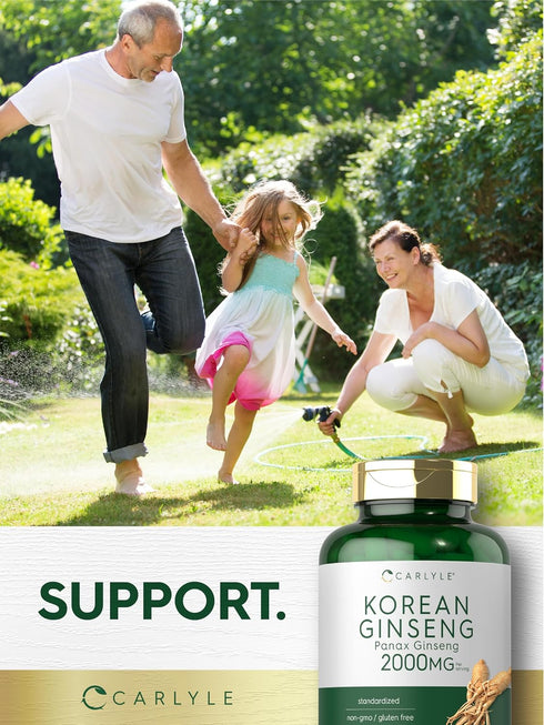Carlyle Korean Ginseng Extract Capsules, 2000 mg, 200 Capsules, Non-GMO, Gluten Free Panax Ginseng Supplement