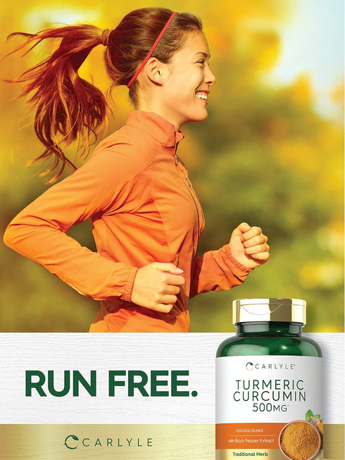 Carlyle Turmeric Curcumin with Bioperine | 500 mg | 180 Powder Capsules | Non-GMO, Gluten Free