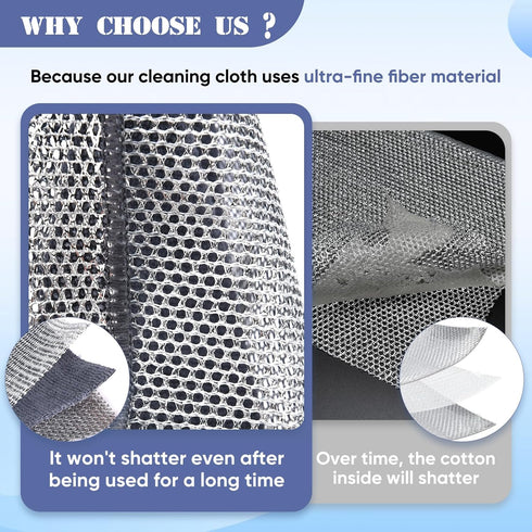 10 Pcs New Upgrade 3-Layer Non-Scratch Wire Dishcloth, Non-Scratch Dishwashing Rags for Kitchen Cleaning
