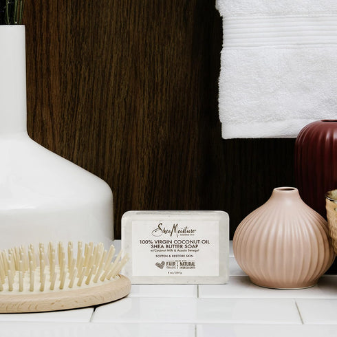 SheaMoisture Shea Butter Soap, 100% Virgin Coconut Oil, Cruelty-Free Skin Care, 8 oz, 4 Count