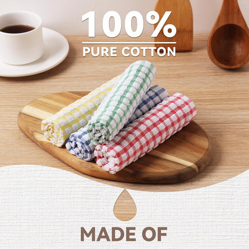 Egles 8 Packs Kitchen Dishcloths 12x12 Inches, 100% Cotton Dish Cloths for Washing Dishes, Scrubbing Wash Cloths (Mix