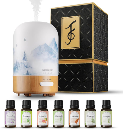 Fashome Aromatherapy Diffuser Gift Set Ultrasonic 100ML Glass Essential Oil Diffuser with