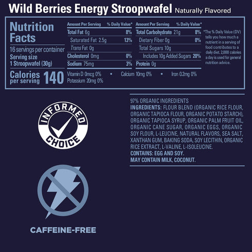 GU Energy Stroopwafel Wild Berry Sports Nutrition Waffle, Caffeine-Free, Gluten-Free, Kosher, 16 Count