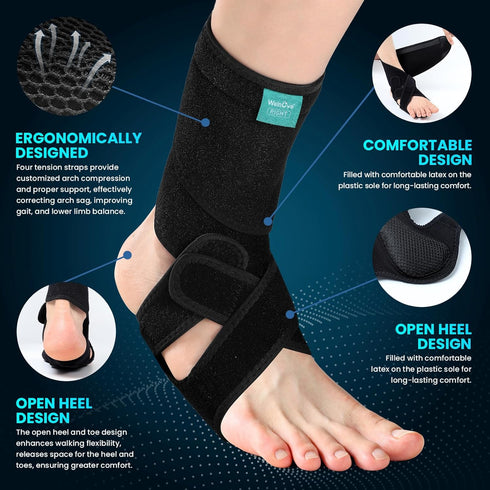 Welnove Foot Drop Support Brace, AFO Ankle Stabilizer for Improved Walking, Aiding Foot Control in Cases of Drop Foot