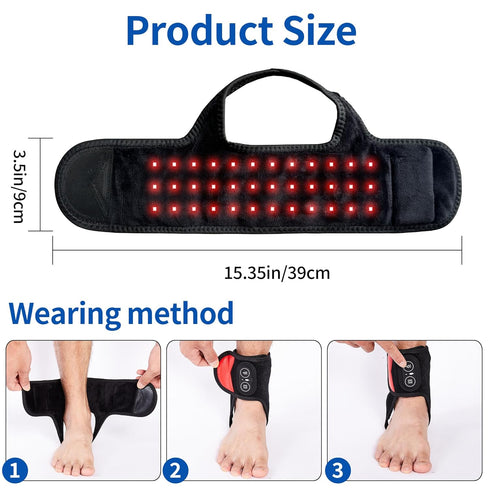 Settings Cordless Ankle Heating Pad, Red Light Ankle Massager for Pain Relief, Foot Heating Pad for Left Right Feet