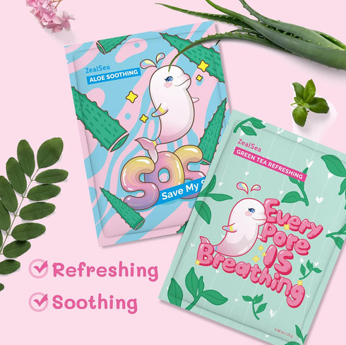 ZealSea Face Mask Sheet Mask Skin Care (Pack of 28) Hydrate, Brighten, Moisturize for All Skin Types - Kids Spa Gifts