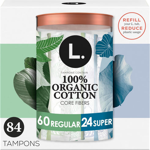 L. Cotton Tampons Regular/Super Absorbency Multipack, Contains an Organic Cotton Core, Made