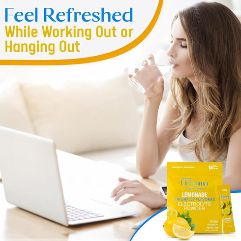 DrEmma Electrolytes Powder, Hydration Packets, Sugar-Free Lime-Lemonade Drink Mix (16 Sticks)