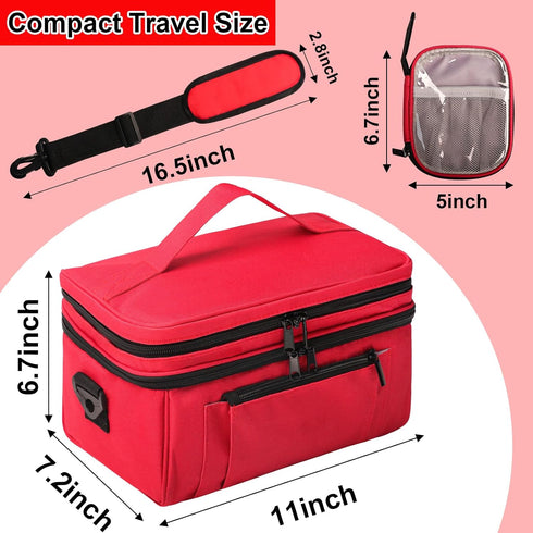 Tesuko Medicine Bag for Traveling with Portable Small Pouch, Double Layer Pill Bottle Organizer Storage Case
