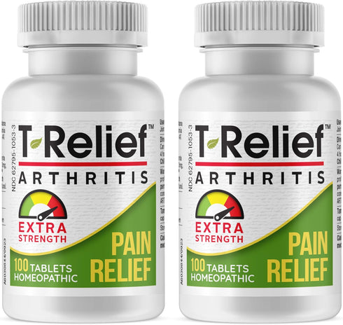 T-Relief Extra Strength Arthritis Arnica +12 Pain Relieving Natural Medicines - 100 Tablets (2 Pack)