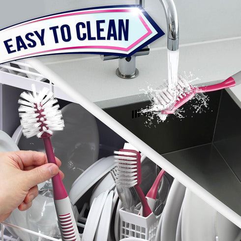 Set 4 Dish Brush of - Kitchen Scrub Brushes with Non-Slip Long Handle for Cleaning, Scrubber, Dishwashing, Dishes